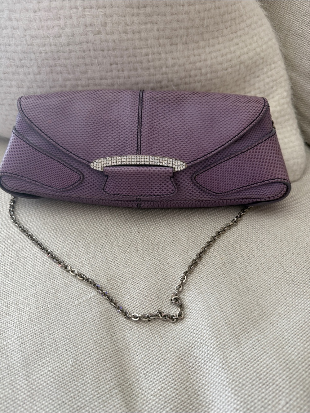 Tod's Lavender Rhinestone Accent Mini Clutch